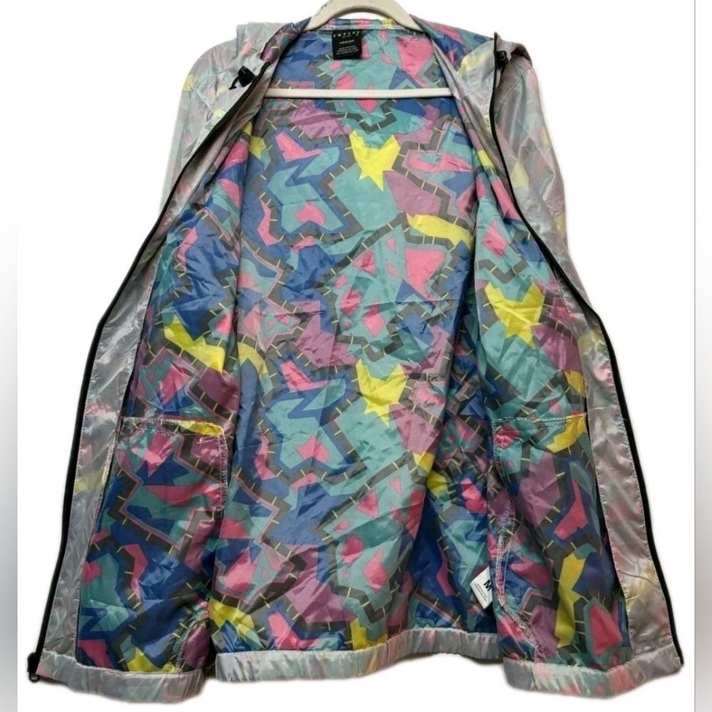 Empyre Geometric Full‎ Zip Hoodie Jacket Womens Sz M Translucent Retro NWT